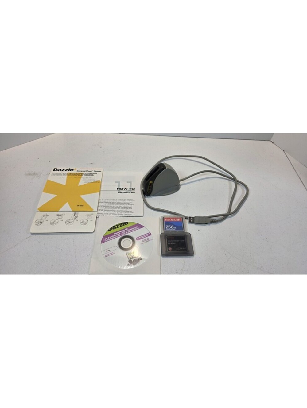 Dazzle DM-8000 USB CompactFlash CF Card Reader + SanDisk Canon Cards CD Manual
